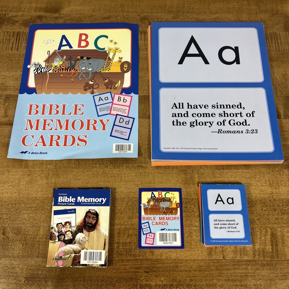 Abeka Large & Regular ABC Bible Memory Cards & Bible Memory Picture Cards Lot